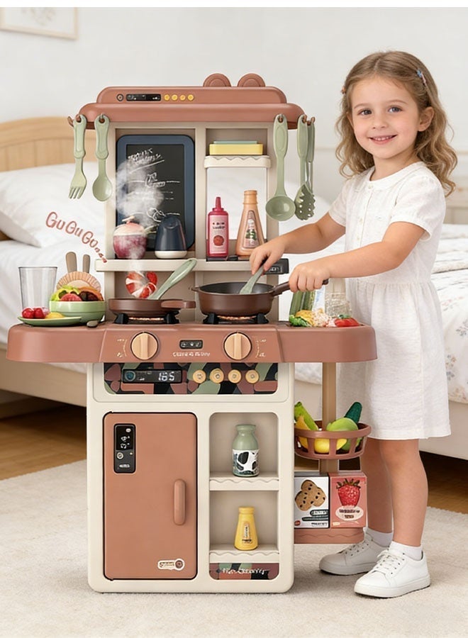 107cm High Kids Kitchen Playset 55pcs Pretend Play Toy Kitchen Set Kitchen Toys with Realistic Lights&Sounds Simulation of Spray and Play Sink Chef Pretend Play Set  Kitchen Cooking playset Educational Cooking Toy for Boys and Girls 3+ Years Old - Image 3